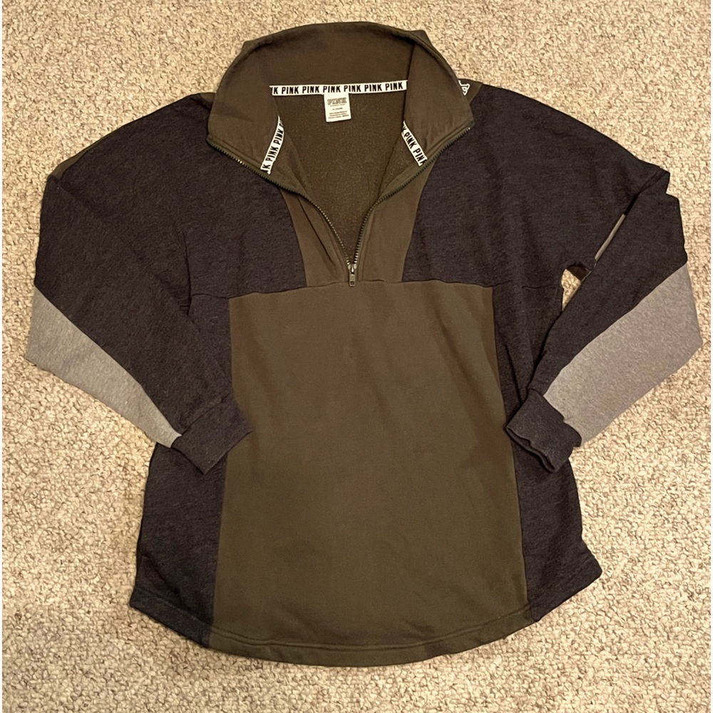 PINK Victoria’s Secret 1/4 zip pullover tunic sweater oversized colorblock